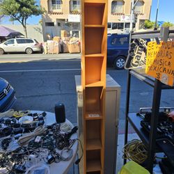 Wood Veneer Narrow Bookshelf With Adjustable Shelves | 8in L, 7in W, 80in H