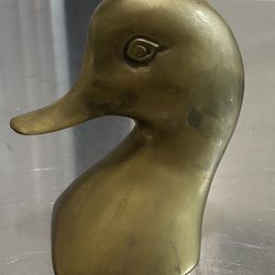  Vintage Brass Duck Head Bookend  4.5”