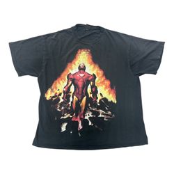 Vintage MAD ENGINE Marvel Comics Iron Man Fire Ruins Black T Shirt Size: XL