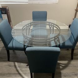 Glass Table 4 Chairs 