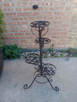 Vintage Wrought Iron Spiral  5 Tier Plant Stand