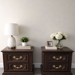 Vintage Solid Wood Night Stands - Matching Pair