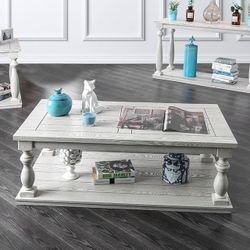 Brand New Rustic Antique White Coffee Table