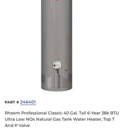 Rheem 40 Gal Water Heater 