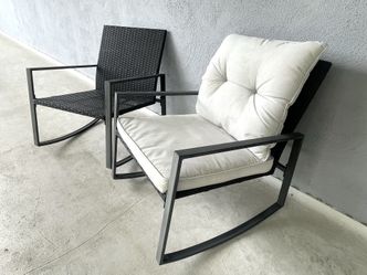 ** 2 Aluminum  Patio Rocker Chairs and Side Table  **