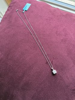 Square Moissanite And Sterling Silver Necklace 