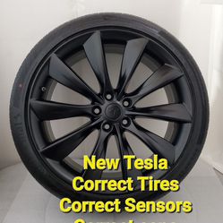 Complete OEM Original 21" Tesla Model S Black Wheels Rims Tires Sensors 