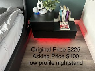 Low Profile LED Wood Nightstand