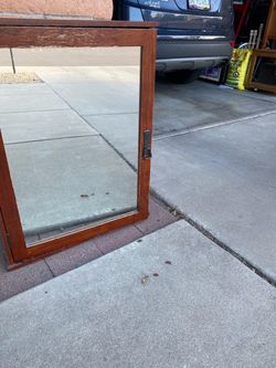 Wood Framed Wall Mirror with Latch