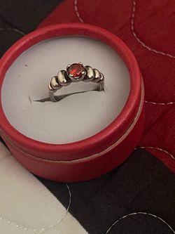 Silver Ring with Red Stone