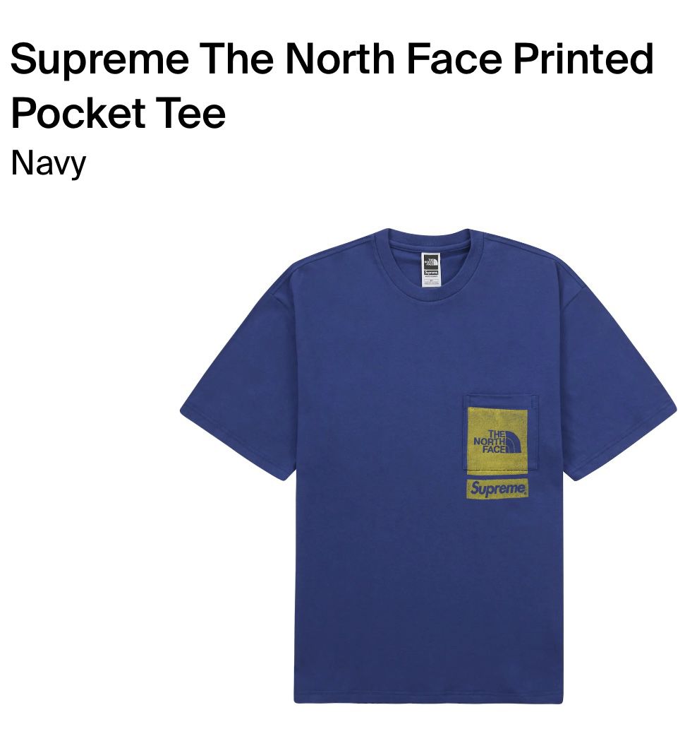 Supreme The North Face Printed Pocket Tee Navy