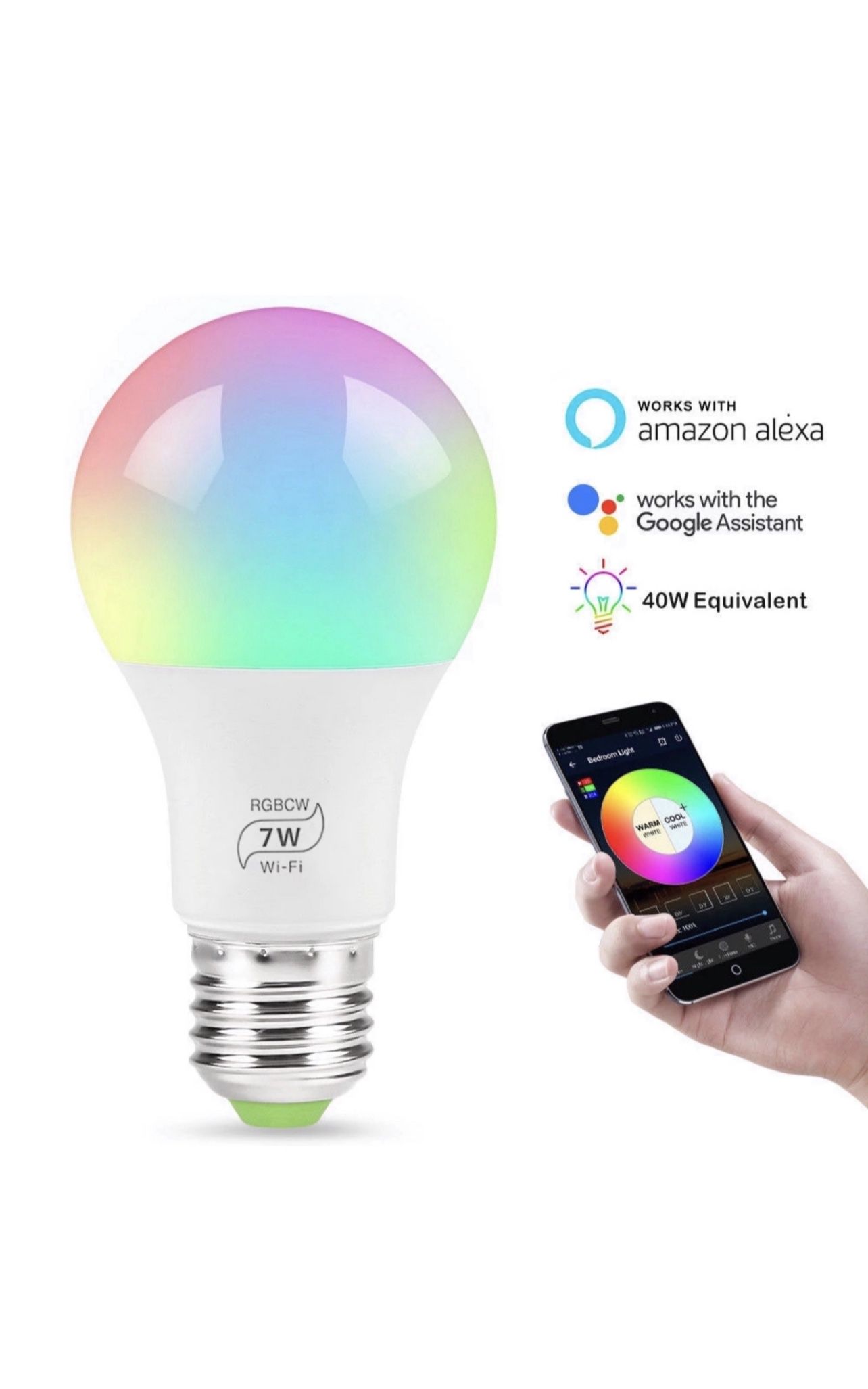 7w Google assistant Alexa RGB Multicolor WiFi Remote E26 E27 LED Smart light bulb for smart home BRAND NEW!!!