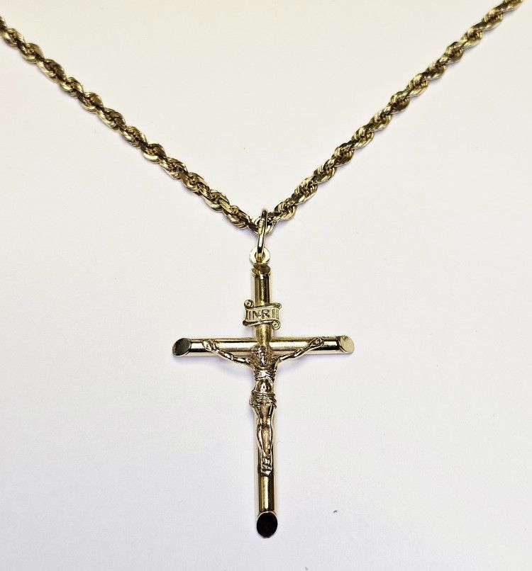 Solid Gold Cross Pendant Necklace