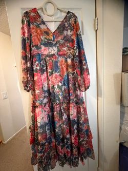 Floral Maxi Dress Long Sleeve Tiered