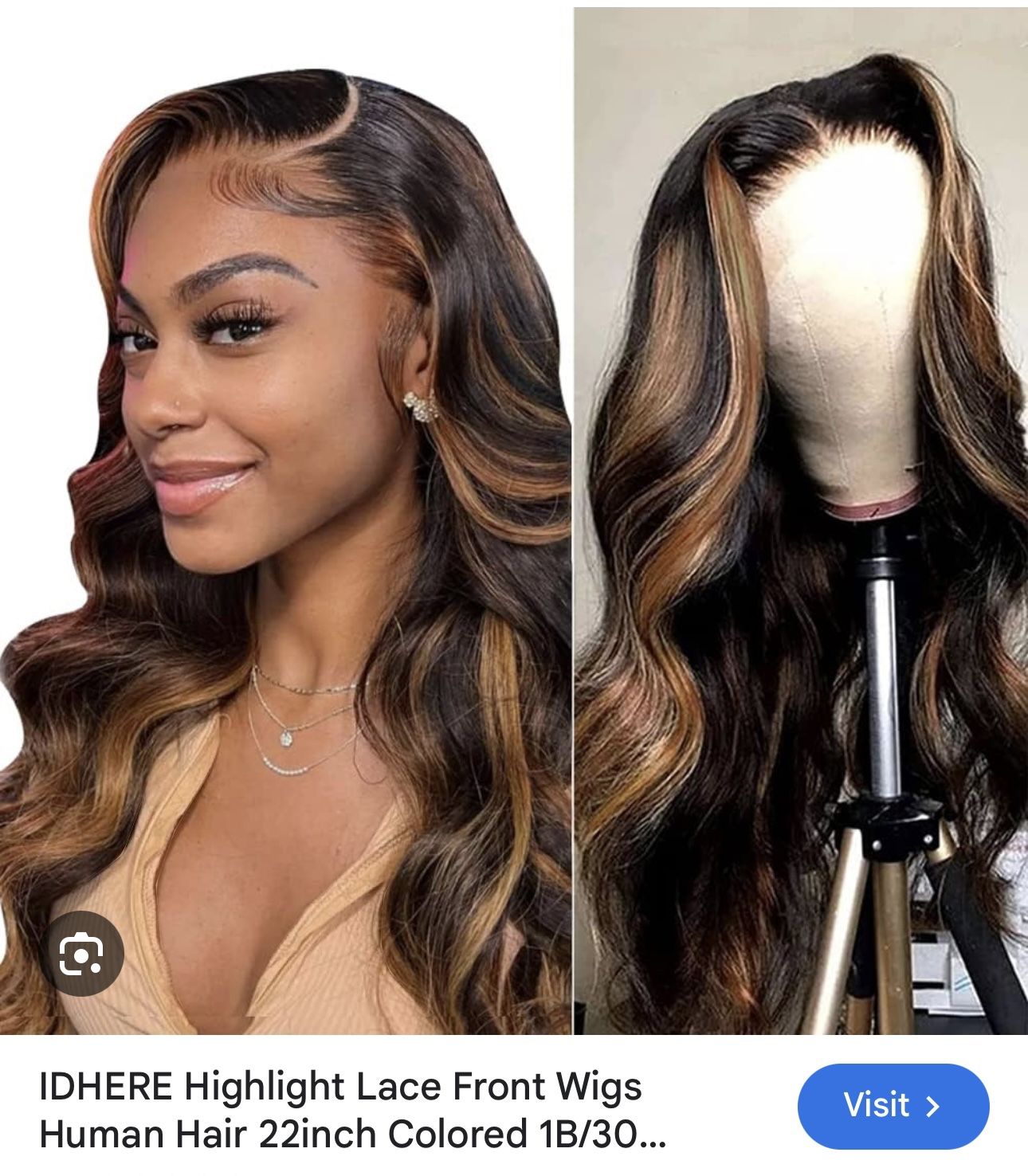 22 Inch Highlights Human Hair Wig ( Buy A Long Wig  Asking  Price N  Get A Second Wig For $55 Til Sunday) 