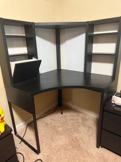 IKEA MICKE Corner workstation Desk, black-brown