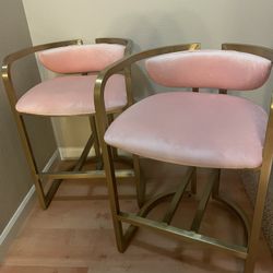 Pink And Gold Velvet Chair Set 