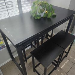 Black Kitchen Table W/4 Chairs 