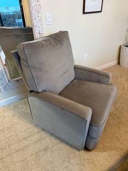 Gray Upholstered Recliner Chair