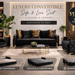 🔥 SALE $1899 🔥 Convertible Sofa & Love Seat Set