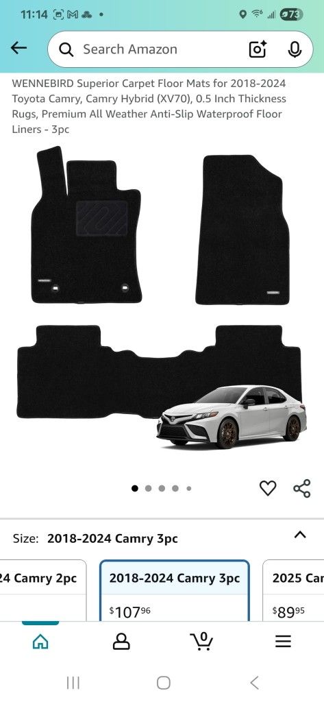 Toyota Camery Floor Matts