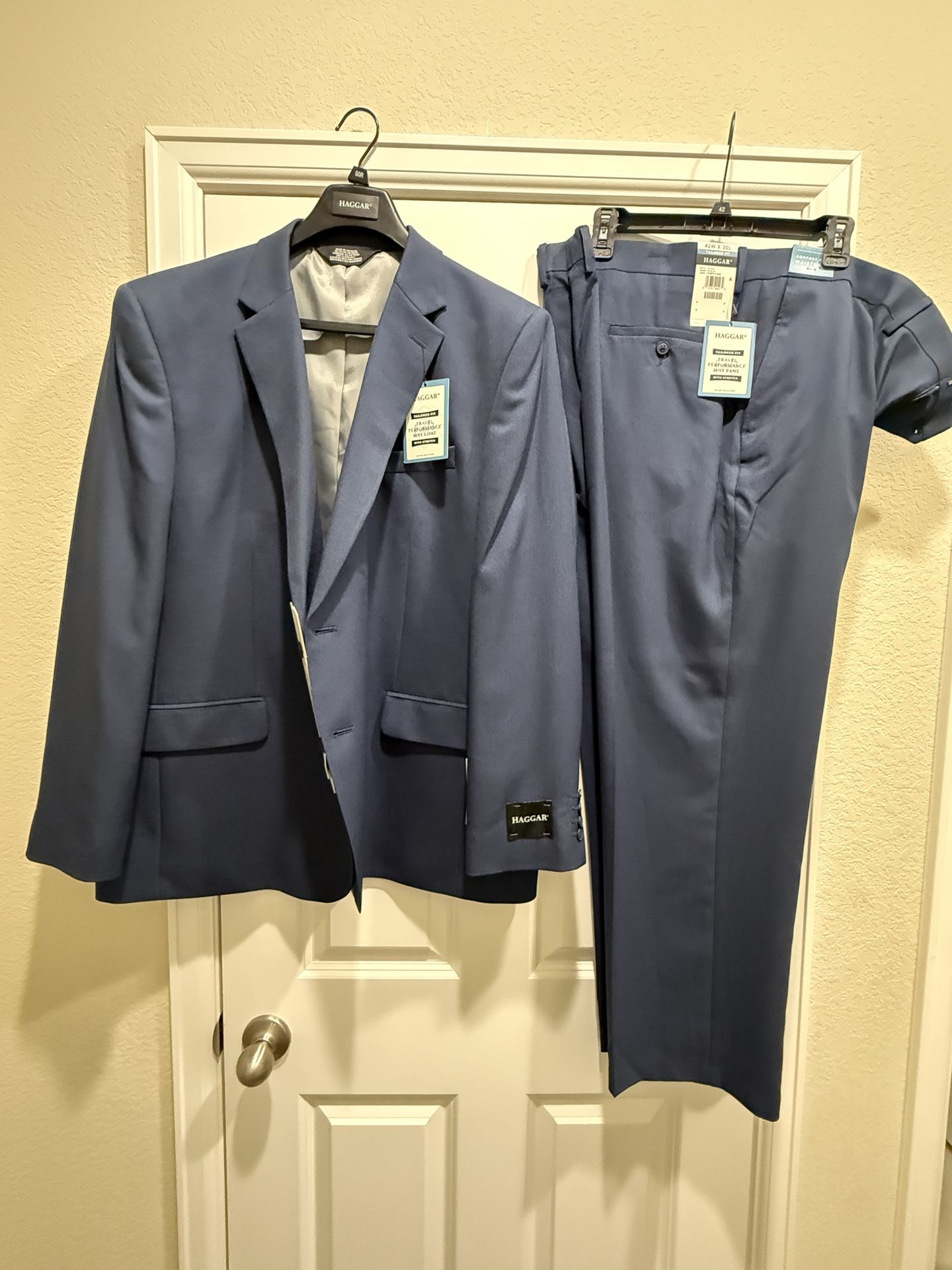 NEW w/ TAGS Men’s HAGGAR SUIT Blue 50R Jacket Coat 42x30 Pants NEW NEW 