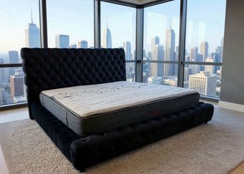 New Black King Size Bed Frame + King Hybrid Mattress