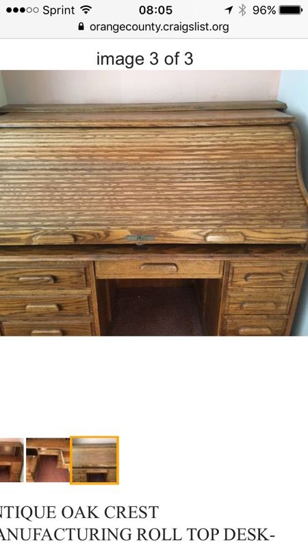 ANTIQUE OAK CREST MANUFACTURING ROLL TOP DESK for Sale in Laguna Beach CA OfferUp