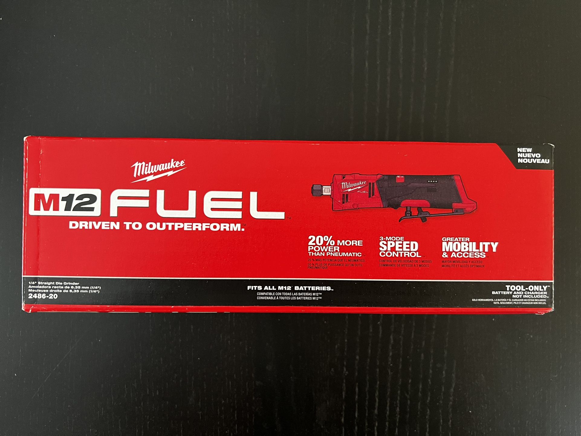 Milwaukee M12 Fuel Brushless 1/4” Straight Die Grinder