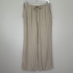 Urban Outfitters Linen Blend Chance Striped Pull-On Wide Leg Pants