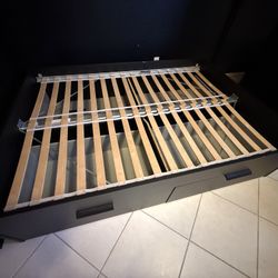 Black Full Size Mattress Bed Frame With Storage (4 Drawers)