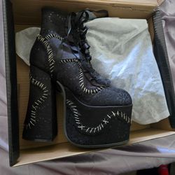 Goth Platform Frankenstein Stitch Boots sz 8