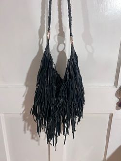 Leather fringe tassel handbag festival boho bag