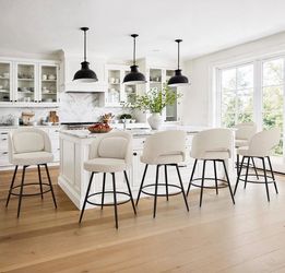6X Linen color 26” swivel fabric barstools
