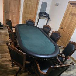 8 Person Poker Table with Poker Lighting Fixture