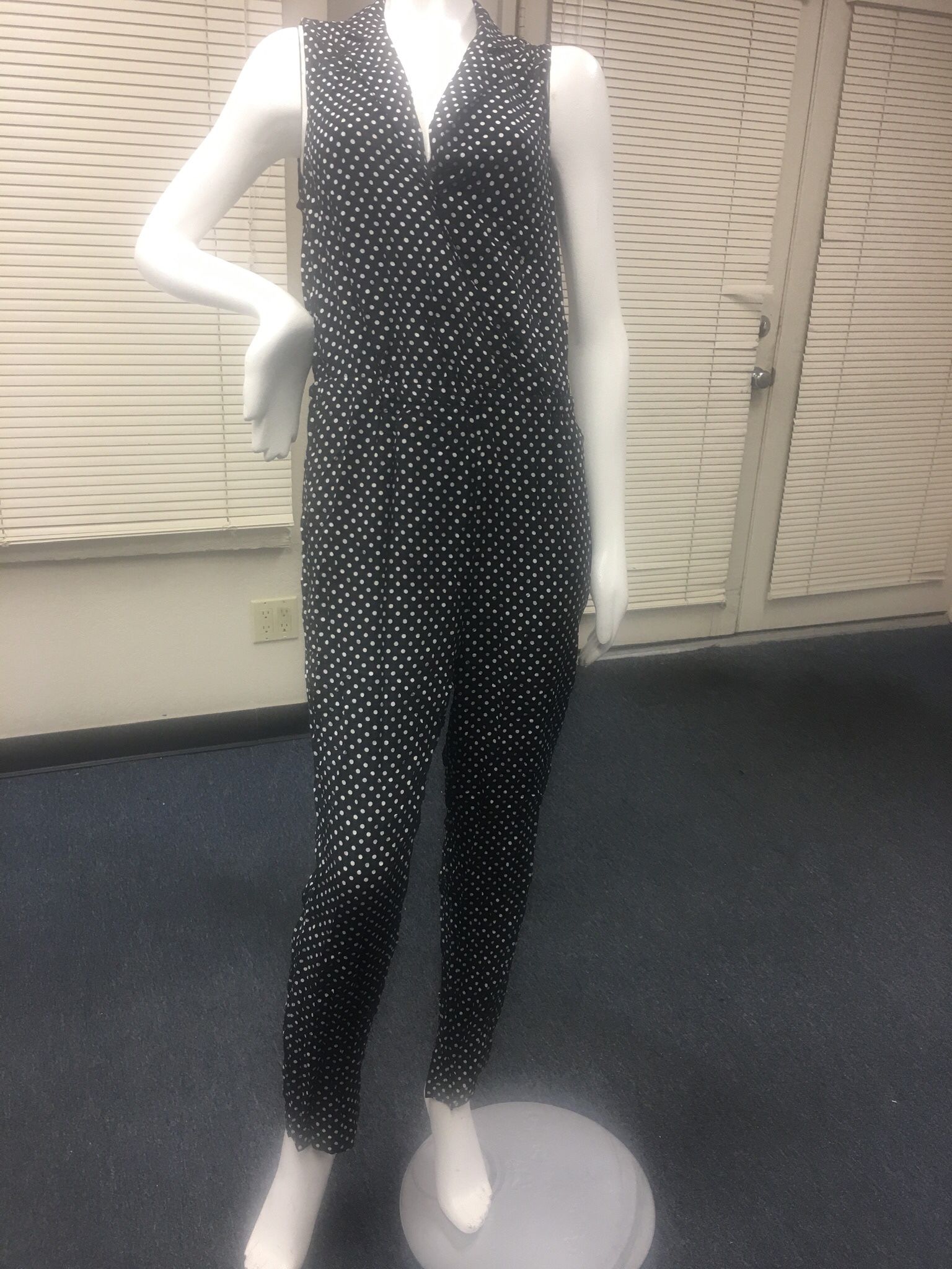 Popsugar Black & White Polka Dot, Short-Sleeve Jumper - Medium