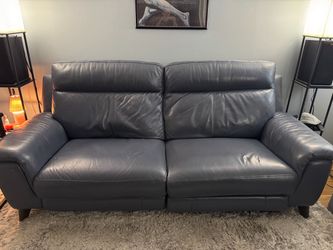 Sofa Blue leather recliner  88”
