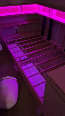 DICTAC Corner Twin Bed Frame with Desk,Charging Station and Bookcase Storage Pink Bed Frame for Girls with Storage Drawers and Led Lights Twin Size Da