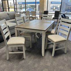 New White Dining Kitchen Table Set 