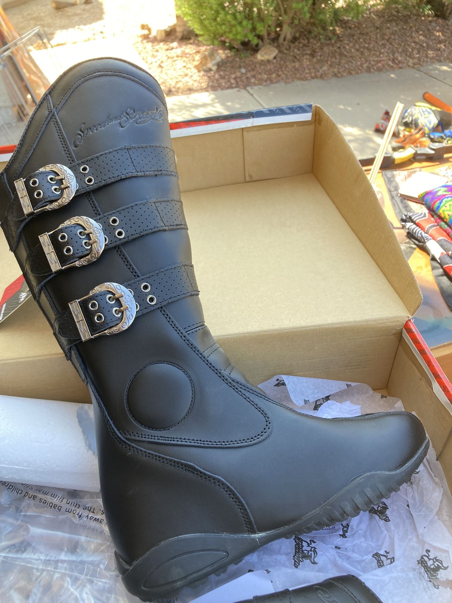 Women’s Motorcycle Leather Riding Boots NEW