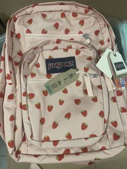 JanSport Strawberry Shower PrintXL Backpack Padded Laptop Pocket Retail $62