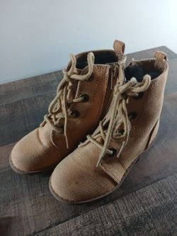Tan Canvas Lace-Up Ankle Boots