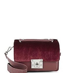 Sam Edelman Gessica Velvet/Leather Crossbody Bag in Cranberry