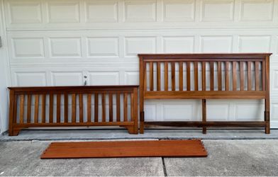 Vintage California Kind Bed Frame Solid Wood Traditional Finish Slat Back