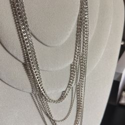 Sterling Silver Four Types Of Chains Together In One Necklace 