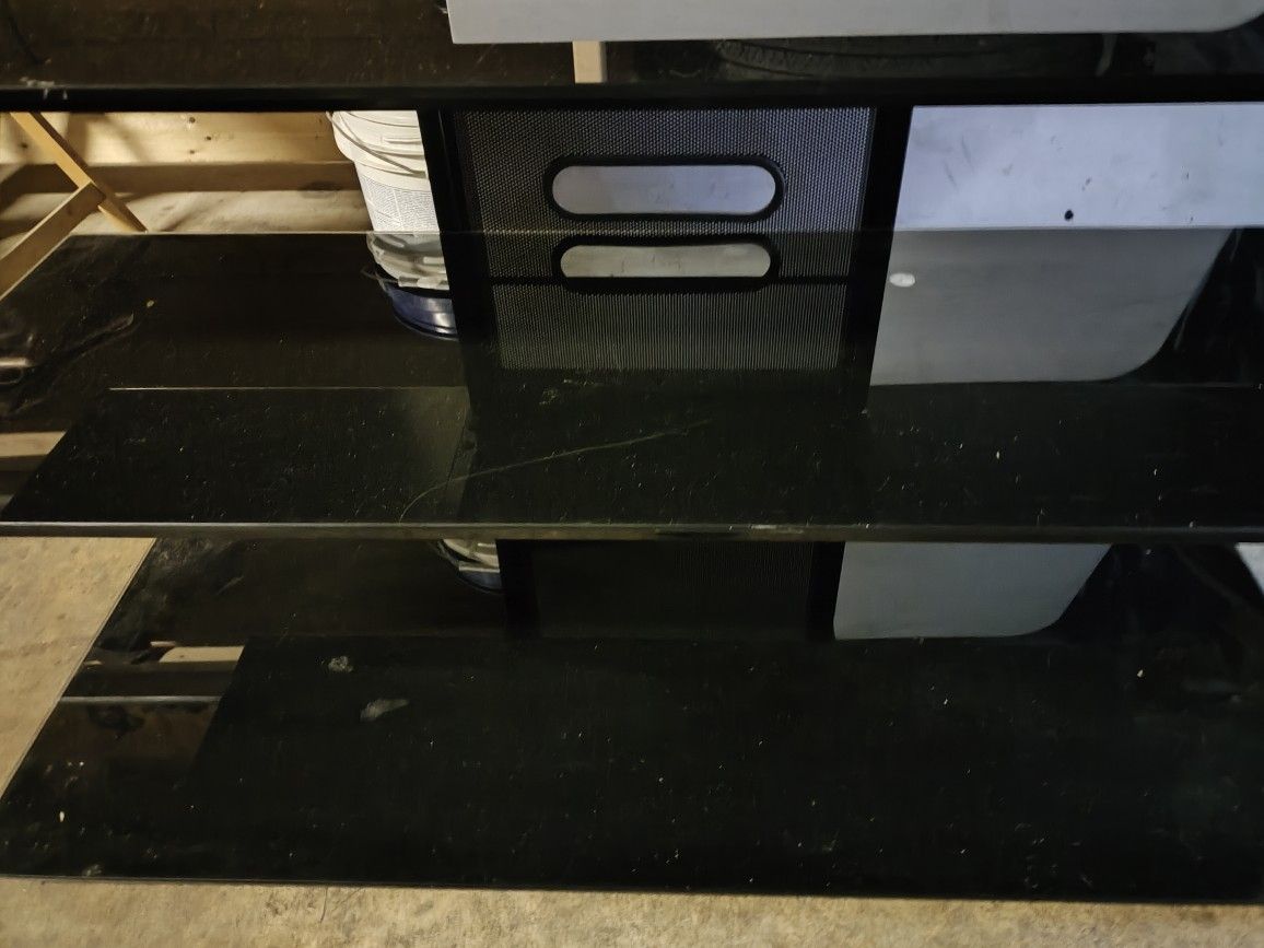 3 Shelf Tempered Glass TV Stand