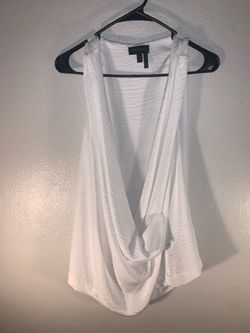 Donna Karan New York Women's White Sleeveless Cowl-Neck Top - Size XL