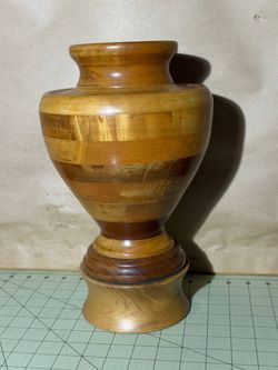 Vintage Wood Hand Turned Vase Candle Holder Handmade 
