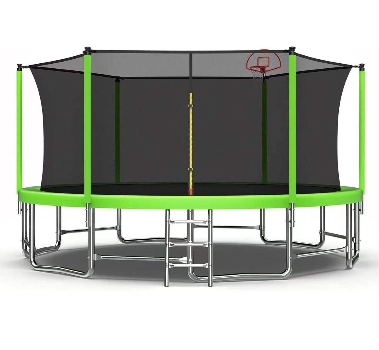 Brand new 10FT Outdoor Trampoline with Safety Enclosure Net & Basketball Hoop, Heavy Duty Backyard Trampoline for Kids
