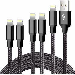iPhone Charger, 5 Pack 3/3/6/6/10FT Apple MFi Certified USB Lightning Cable Nylon Braided Fast Charging Cord Compatible for iPhone 14/13/12/11/X/Max/8